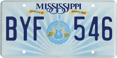 MS license plate BYF546