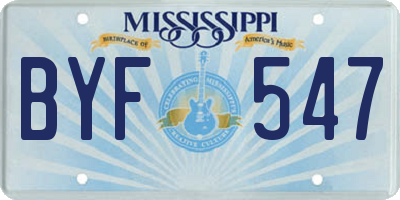 MS license plate BYF547