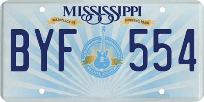 MS license plate BYF554
