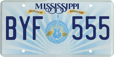 MS license plate BYF555