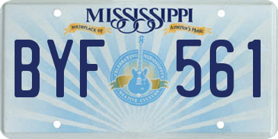 MS license plate BYF561