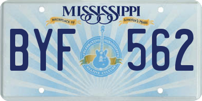 MS license plate BYF562