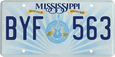 MS license plate BYF563