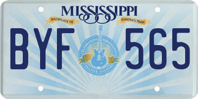MS license plate BYF565