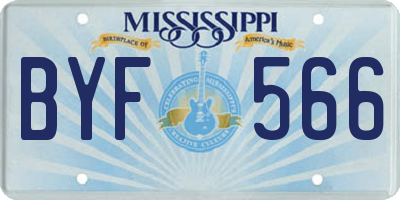 MS license plate BYF566