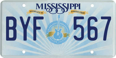 MS license plate BYF567