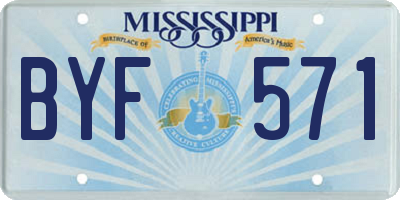 MS license plate BYF571