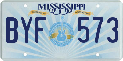 MS license plate BYF573