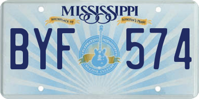 MS license plate BYF574