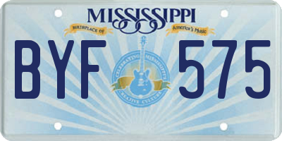 MS license plate BYF575
