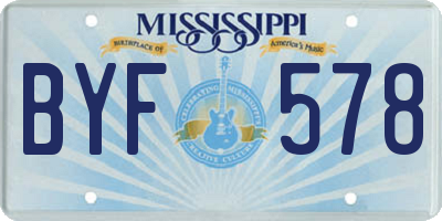 MS license plate BYF578