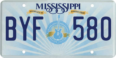 MS license plate BYF580