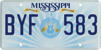 MS license plate BYF583