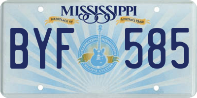 MS license plate BYF585