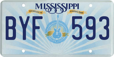 MS license plate BYF593