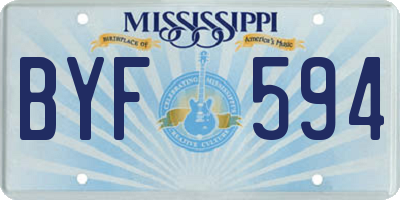 MS license plate BYF594