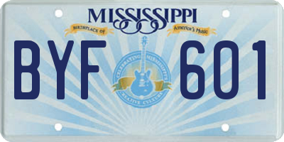 MS license plate BYF601