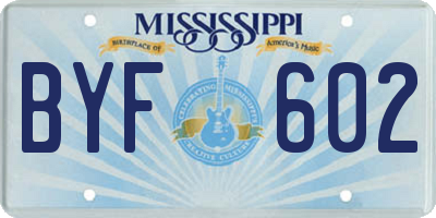 MS license plate BYF602