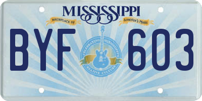 MS license plate BYF603