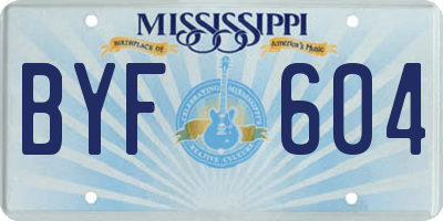 MS license plate BYF604