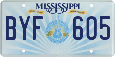 MS license plate BYF605
