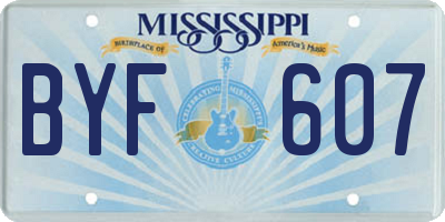 MS license plate BYF607