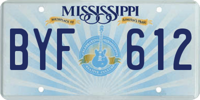 MS license plate BYF612