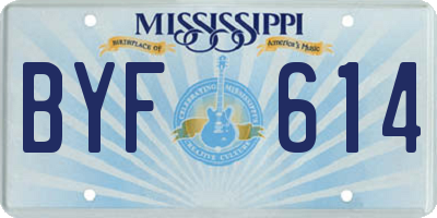 MS license plate BYF614