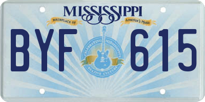 MS license plate BYF615