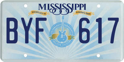 MS license plate BYF617