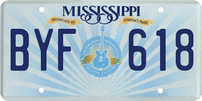 MS license plate BYF618