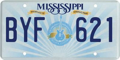 MS license plate BYF621
