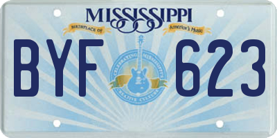 MS license plate BYF623