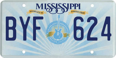 MS license plate BYF624