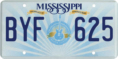 MS license plate BYF625