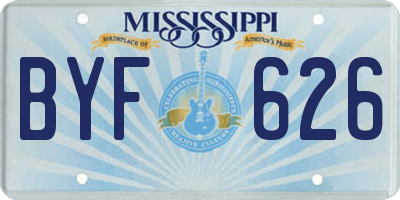 MS license plate BYF626