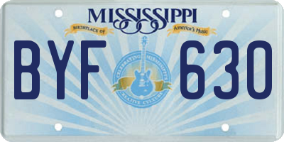 MS license plate BYF630