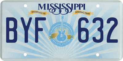 MS license plate BYF632