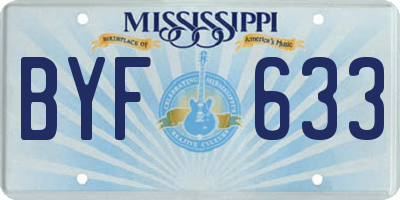 MS license plate BYF633