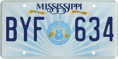MS license plate BYF634
