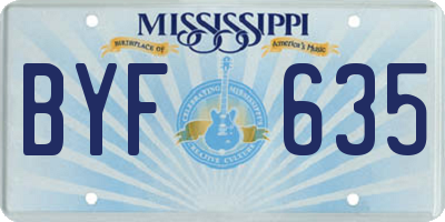 MS license plate BYF635