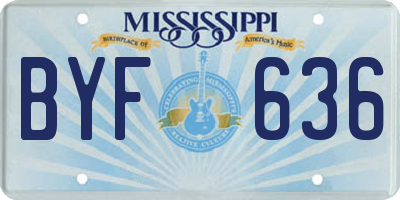 MS license plate BYF636