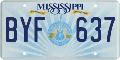 MS license plate BYF637