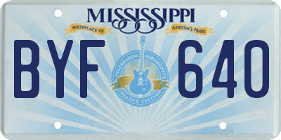 MS license plate BYF640