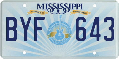 MS license plate BYF643