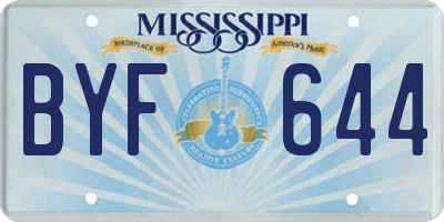 MS license plate BYF644