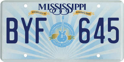 MS license plate BYF645