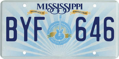 MS license plate BYF646