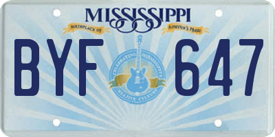 MS license plate BYF647