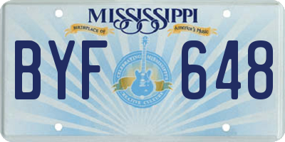 MS license plate BYF648